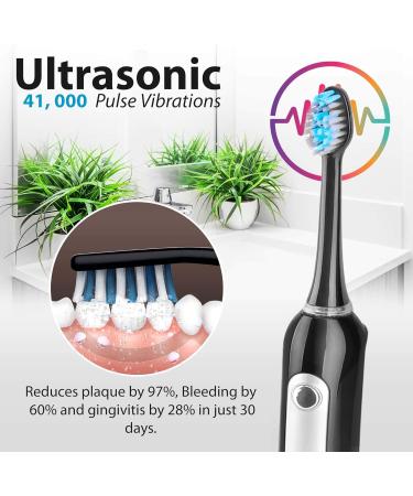 Pyle Health Ultra Sonic Wave Electric Toothbrush - Rechargeable 3 Modes 2-Minute Timer 2 Brush Heads Automatic Charging - Ideal for Kids Teens & Adults (Black - Buy Online on GoSupps.com