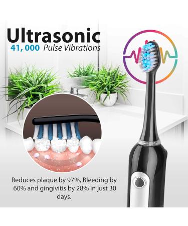 Buy Pyle Health Ultrasonic Rechargeable Electric Toothbrush - 3 Modes Timer 2 Brush Heads - Ideal for Kids Teens & Adults - PHLTB41BK - Buy Online on GoSupps.com