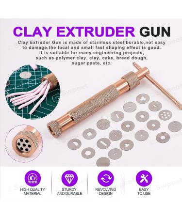 Swpeet 122Pcs Rose Gold Clay Extruder Gun and Fondant Cake Mold Set for DIY Craft and Cake Decorating Polymer Clay Cutters Kit with Cookie Plunger Cutter Tool - Buy Online on GoSupps.com