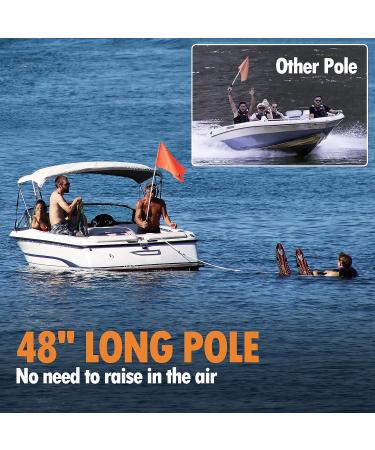 Obcursco 48 Water Ski Flag for Boat | 12 x 18 Orange Boat Flag with Pole | Skier Down Flag for Boat Safety | Ideal for Watersports - Buy Online on GoSupps.com