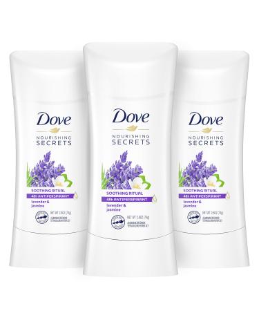 Dove Nourishing Secrets Antiperspirant Deodorant Stick for Women Lavender & Jasmine for 48 Hour Underarm Sweat Protection And Soft And Comfortable Underarms, 2.6 Fl Oz (Pack of 3) Lavender and Jasmine