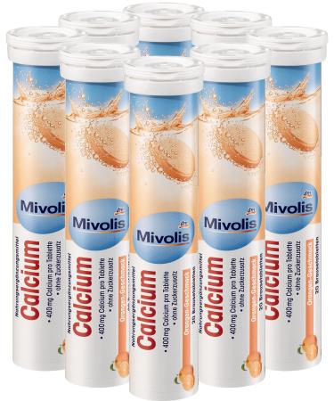 Mivolis Calcium effervescent Tablets - Dietary Supplements 8 Tubes x 20 pcs | Germany