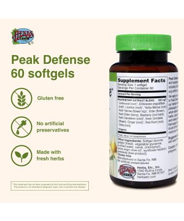 Herbs Etc. Peak Defense - Support a Healthy Respiratory System - Herbal Supplement to Support Immune Health - Vitality Support Supplement for Adults - Gluten-Free - 60 Softgels (60 Servings) - Buy Online on GoSupps.com