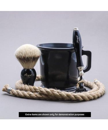 Haryali London Black Shaving Mug - Vintage Style with Knob Handle Design - Heavy Bottom, Impact-Resistant Plastic - For All Genders - Shaving Soap Accessory - Buy Online on GoSupps.com