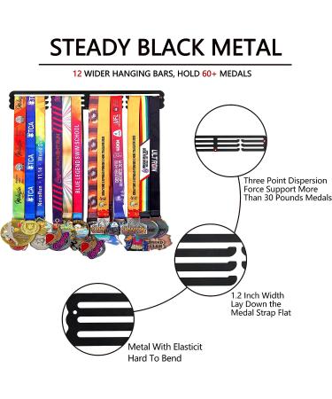 Goutoports Medal Holder Display Hanger Rack Frame for Sport Race Runner Sturdy Black Steel Metal Over 60 Medals Easy to Install HOL05-P - Buy Online on GoSupps.com
