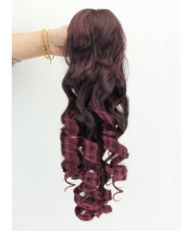 IMISSU Long Curly Claw Ponytail Clip On Hair Extension Pony Tail Hair Piece (Black Ombre Burgundy 1T118) - Buy Online on GoSupps.com