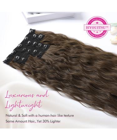 REECHO 5PCS Brown Clip in Hair Extensions 24 Thick Long Loose Waves - HE002 Invisible Lace Weft Natural Soft Hairpieces for Women - C Chocolate Brown - Buy Online on GoSupps.com