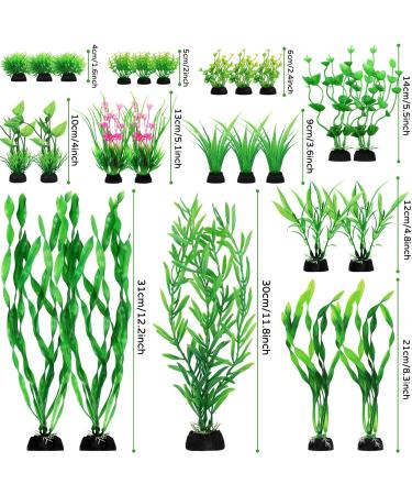 Quozuo 25 Pieces Artificial Aquarium Plants - Easy Green Plastic Decor for Stunning Aquariums - Buy Online on GoSupps.com