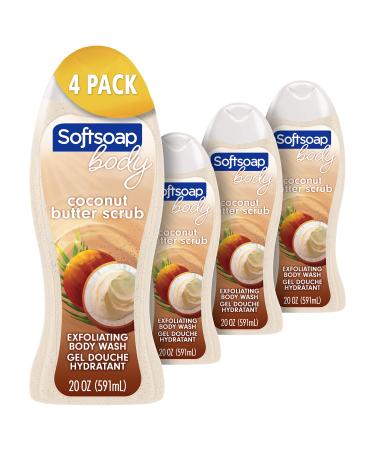 Softsoap Body Wash, Coconut Butter Scrub , Exfoliating Body Wash, 20 Ounce, 4 Pack Coconut Butter 20 Fl Oz (Pack of 4)