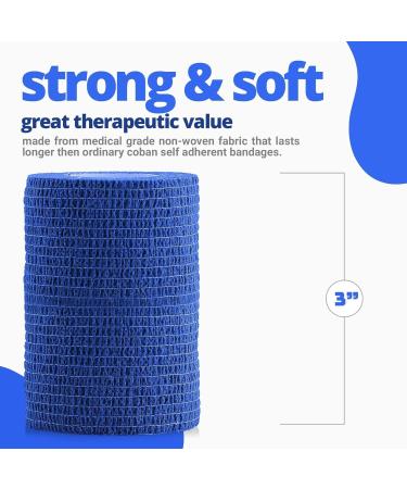 Breathable Self Adhesive Cohesive Bandage for Humans & Pets - Non Woven First Aid Wrap for Dogs Cats & Birds (Pack of 12) | Athletic & Medical Use 7.5 cm x 4.5 mtr - Buy Online on GoSupps.com
