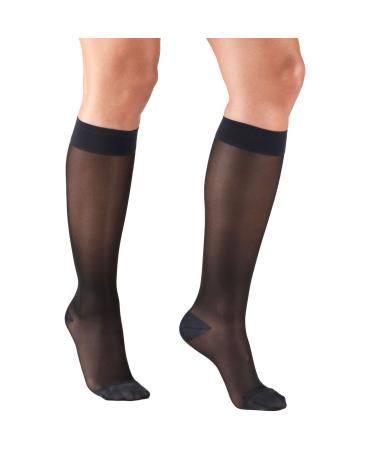Truform Sheer Compression Stockings 15-20 mmHg Women's Knee High Length 20 Denier Charcoal Large