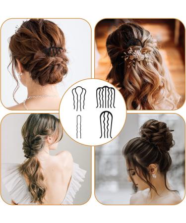 COMNICO 10 Pieces French Hair Side Twist Combs U Shaped Metal Hair Fork Clip Vintage Styling Teeth Hair Pins Stick Accessories for Updo Bun Women Girls Bridal Wedding Veil Fine Hair Fixer Tool - Buy Online on GoSupps.com
