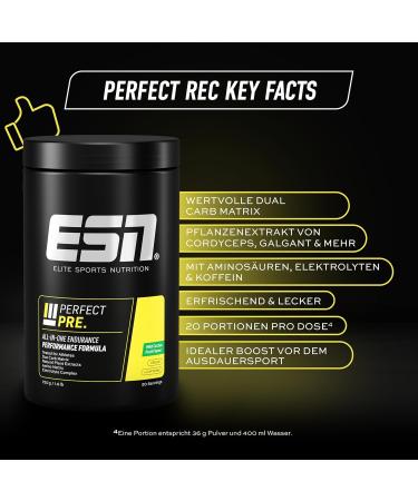 ESN Perfect Pre 720g - All-in-One Endurance Supplement with Carbs Plant Extracts Vitamins & Caffeine | 20 Portions - Buy Online on GoSupps.com