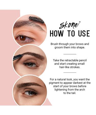 Skone Cosmetics Brow Wand Eyebrow Pencil - Chocolate 0.1 oz | Retractable & Waterproof Brow Liner for Sleek Brunette Eyebrows - Buy Online on GoSupps.com