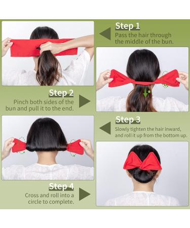 Melliex 3-Piece Hair Bun Maker Set | Magic Hair Donut & French Twist Styles in Red White & Green - Perfect for Women & Girls - Buy Online on GoSupps.com