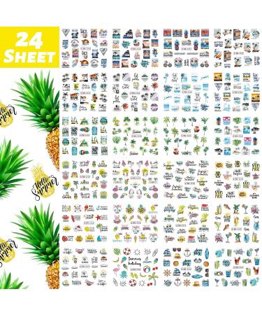 Summer Nail Art Stickers - Palm Tree Beach Water Transfer Decals - Anchor Design Manicure Decorations - 24 Sheets - Buy Online on GoSupps.com