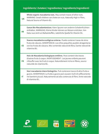 Buy PlantLife Organic Macadamia Nuts 1kg | Raw Extra Large & Untreated - International Shipping Available - Buy Online on GoSupps.com