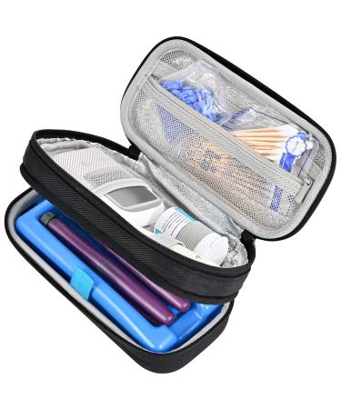 ProCase Insulin Cooler Travel Carrying Case Portable Diabetes Cold Medication Organizer with Ice Brick Upgraded Chill Pill Insulation Hard Bag for Insulin Pen Syringes Needle Kits Holder -Black