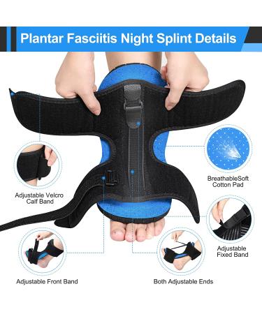 AMIAWIT Plantar Fasciitis Night Splint - Adjustable Brace for Heel, Ankle & Arch Pain Relief - Achilles Tendonitis Support - Women Men (Blue) - Buy Online on GoSupps.com