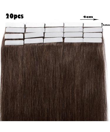 Silk-Co Tape in Extensions | Real Hair #4 Mittelbraun - 20 Wholesale 4cm Wide - 40g Remy Hair Extensions 30cm Length - Buy Online on GoSupps.com