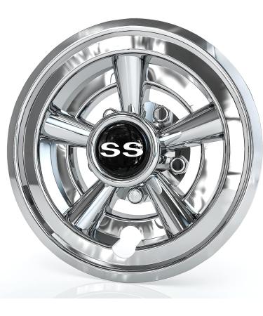 10L0L Golf Cart SS Wheel Covers Hub Caps for EZGO/Club Car/Yamaha - 8 Chrome Set of 4 - Snap-on Installation - Buy Online on GoSupps.com