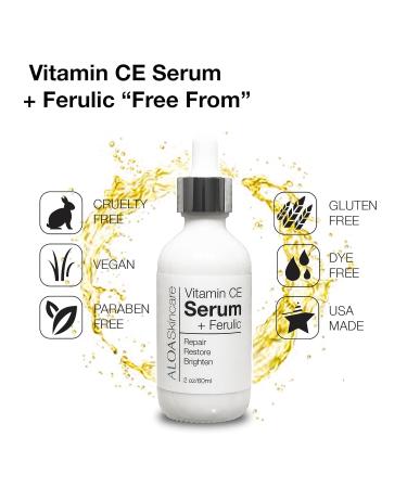 Buy ALOA Skincare Vitamin CE Serum + Ferulic & Hyaluronic Acid | Anti-Aging Firming & Brightening Facial Serum - 2oz - International Shipping - Buy Online on GoSupps.com