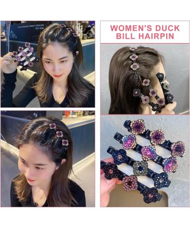 Six three flower side hair clips bangers hair clips hair segmentation clips diamond flower hair clips knitting hair clips used for hair modeling gifts etc - Buy Online on GoSupps.com