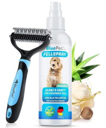 Bluepet Set Devilzungspray Dogs & Cats Fell Care Made in Germany - Anti Filz Spray Dog - Fellspray for Dogs & Cats - Remove Filmlation and Knots - Aloe Vera Shea butter & Jojoba l Fellspray + Unterwollbrush - Buy Online on GoSupps.com