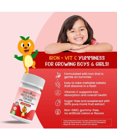 Kids Chewable Iron Supplement Ferronyl Carbonyl Iron 9 mg Vitamin C 30 mg Tangerine Tango Orange Flavor 90 Count Orange 90 Count (Pack of 1) - Buy Online on GoSupps.com