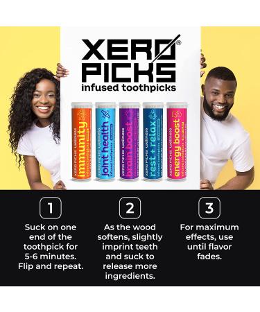 Xero Picks Wellness - Infused Flavored Toothpicks for Fresh Breath & Dry Mouth Prevention - 100 Picks - Variety 5 Pack - 20 Count x 5 Pack - Buy Online on GoSupps.com