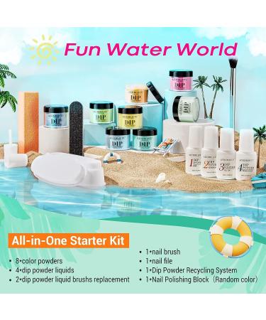 AZUREBEAUTY 18Pcs Dip Powder Nail Kit: Spring Summer Pastel Neon Colors Set for French Manicure - A1-Water World - Buy Online on GoSupps.com