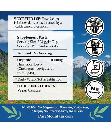 Organic Hawthorn Berry Capsules - 1000mg Kosher Vegan Supplement - Buy Online on GoSupps.com