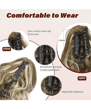 Dcbaboo 18inch Claw Clip in Ponytail Hair Extensions Long Wavy Ponytail Extension Curly Synthetic Pony tails Natural Wave One Piece Hairpiece Fake Ponytail for Women Golden Brown/Bleach Blonde 18 inch 150g Golden Brown/Bleach Blonde - Buy Online on GoSupps.com