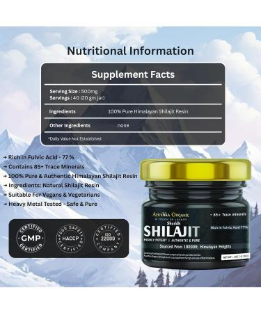 AYUSHKA ORGANIC Himalayan Shilajit Resin 20g Natural Wellness Support & Daily Vitality Booster for Men & Women 20g Rich Resin for Everyday Vitality & Balance - Buy Online on GoSupps.com