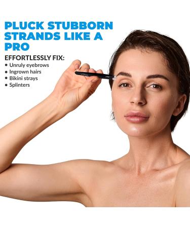 Deer Precision Tweezers Set - Stainless Steel, Professional Ingrown Hair Remover with Carry Pouch for Men & Women - Buy Online on GoSupps.com