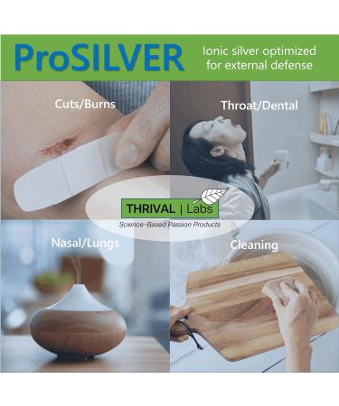 ProSILVER Ionic Colloidal Silver Liquid - 20 PPM Bio-Active for Immune Support | 8oz Dark Glass Bottle with Dropper | 48 Servings - Thrival Labs - Buy Online on GoSupps.com