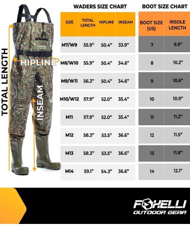 Foxelli Chest Waders  Camo Hunting Fishing Waders for Men and Women with Boots  2-ply Nylon/PVC Waterproof Bootfoot Waders 11 Camo - Buy Online on GoSupps.com