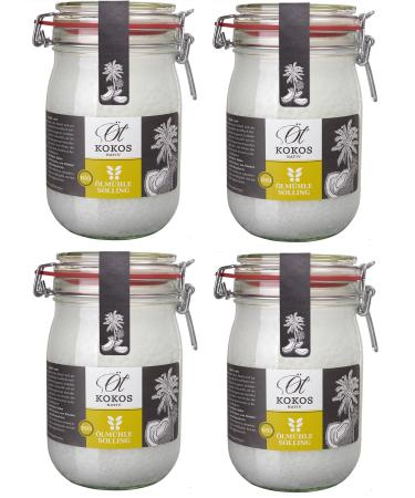 lm hle Solling organic coconut oil in a swing top jar 1000 ml each - pack of 4 - (4x 1000ml)