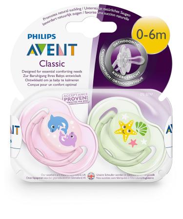 Philips AVENT SCF169/36 Pink Classic Pacifier for Girls (0-6 Months) - 2 Pack - Safe & Soothing - Buy Online on GoSupps.com