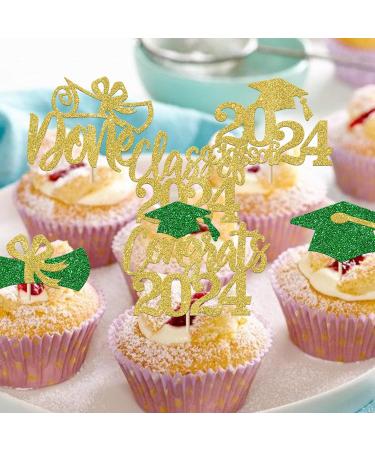 Rsstarxi 24 Pack Class of 2024 Cupcake Toppers 2024 Graduation Food Appetizer Picks 2024 Congrats Grad Cap Done Diploma Cupcake Picks for 2024 Graduation Theme Party Cake Decorations Gold Green - Buy Online on GoSupps.com