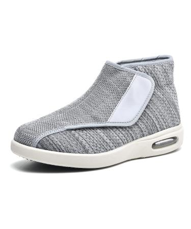 JITUUE Men's Memory Foam Diabetic Shoes Comfy High-top Wide Walking Shoes Adjustable Boots Closures Arthritis Edema Swollen Shoes 13 Grey