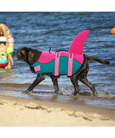 Shop Cit toile Dog Life Jacket - Shark Design Safe & Lightweight Swimming Vest for All Dog Sizes - Reflective & Durable in Denim Blue XL Pink + Blue - Buy Online on GoSupps.com