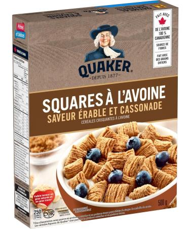 Quaker Oatmeal Squares Maple & Brown Sugar Flavour Crunchy Oat Cereal 500g - Buy Online on GoSupps.com