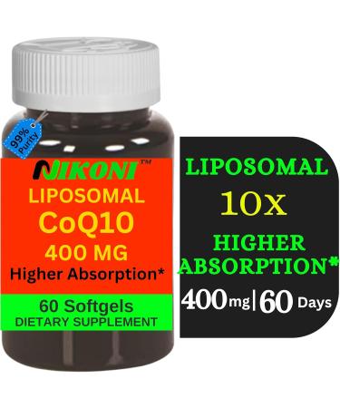 Nikoni Liposomal CoQ10 400 mg, Higher Absorption, Supports Heart, Brain & Energy (120 Softgels) 120 Softgelss - Buy Online on GoSupps.com