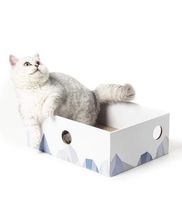Conlun Cat Scratcher Box with Cat Scratching Pad - Portable 3-Layer Corrugated Cardboard Lounger Heavy-Duty Double-Sided Cardboard Cat Scratcher and Interactive Hole Design Medium-1 Pack White - Buy Online on GoSupps.com