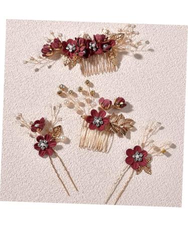 Angoily 5 Sets Hairpin Decor Wedding Hair Insert Comb Red Hair Accessories Japanese Hair Pin Pee Guard for Toilet Japanese Hair Accessories Tiara Flower Pearl The Flowers Zinc Alloy Bride - Buy Online on GoSupps.com