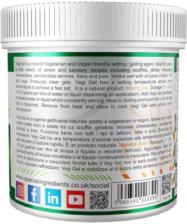 Vegi Gel Premium 100g Powder - Vegan Gelatine, Non-GMO, Gluten Free | Recyclable Container | 100% Plant-Based Gelatine - 1 Pack - Buy Online on GoSupps.com