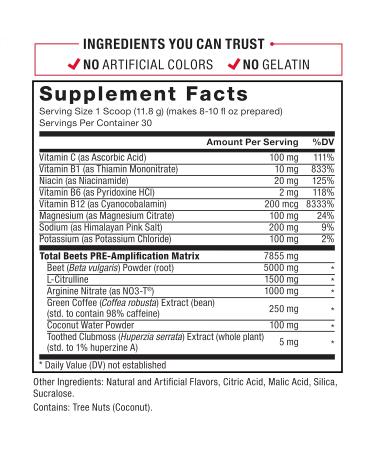 Buy FORCE FACTOR Total Beets Pre-Workout Powder | Boost Energy Strength & Blood Flow - Fruit Punch (30 Servings) | International Shipping Available - Buy Online on GoSupps.com