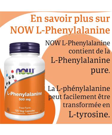 Now Foods L-Phenylalanine 500 mg 120 Vegetable Capsules Laboratory Tested High Dose Amino Acid Gluten Free Soy Free Vegetarian - Buy Online on GoSupps.com