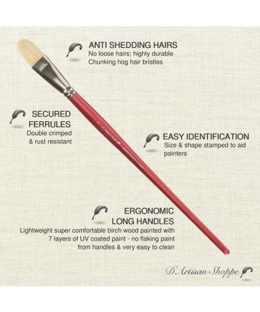 Premium Oil Acrylic Paint Brushes Set | 100% Natural Chungking Hog Hair Bristle | 6pc Filbert Flat and Round Paintbrush Gift Kit | Portable Organizer Container - Buy Online on GoSupps.com